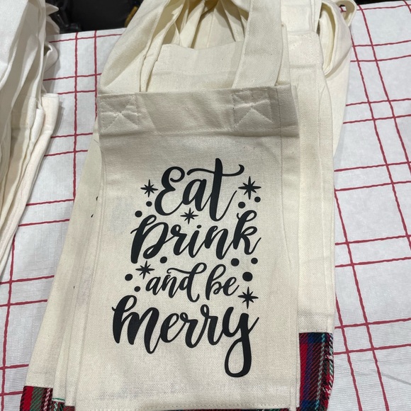 Handmade Other - Holiday Cream Tote Bag with Festive Message